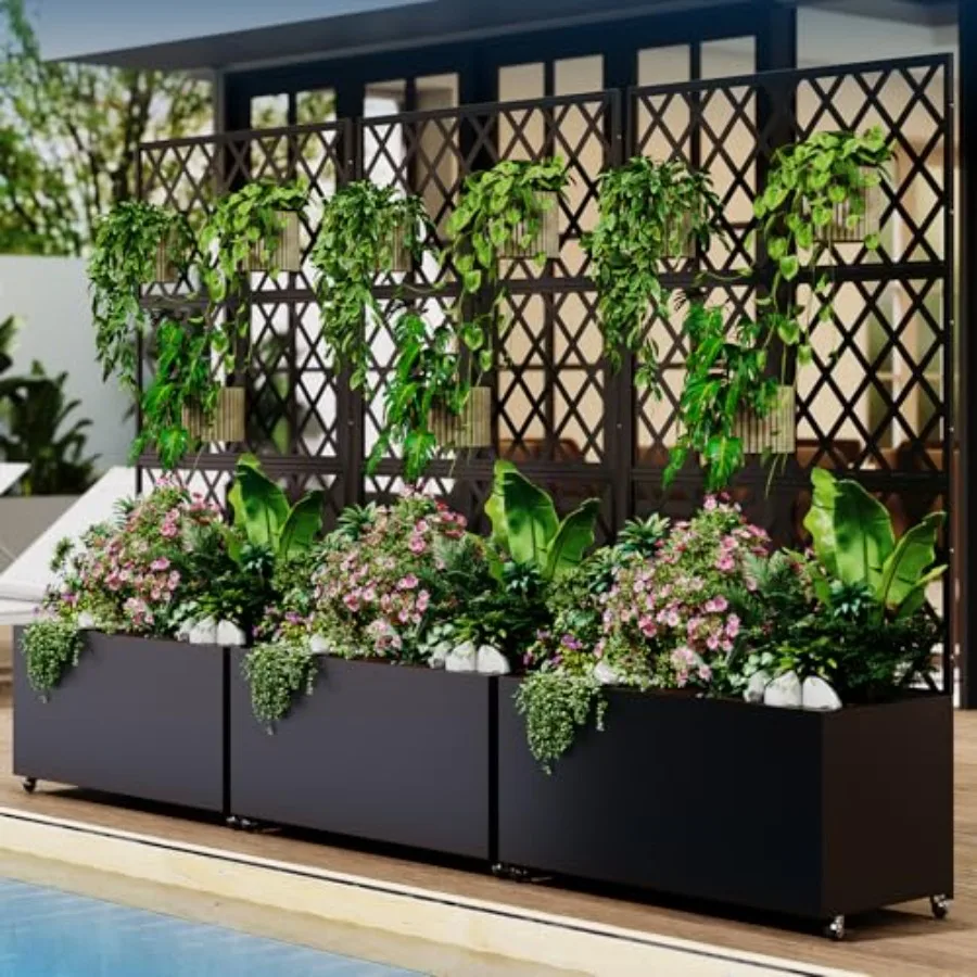 Raised Garden Bed - IDEAHOUSE Steel Raised Garden Bed w/Trellis